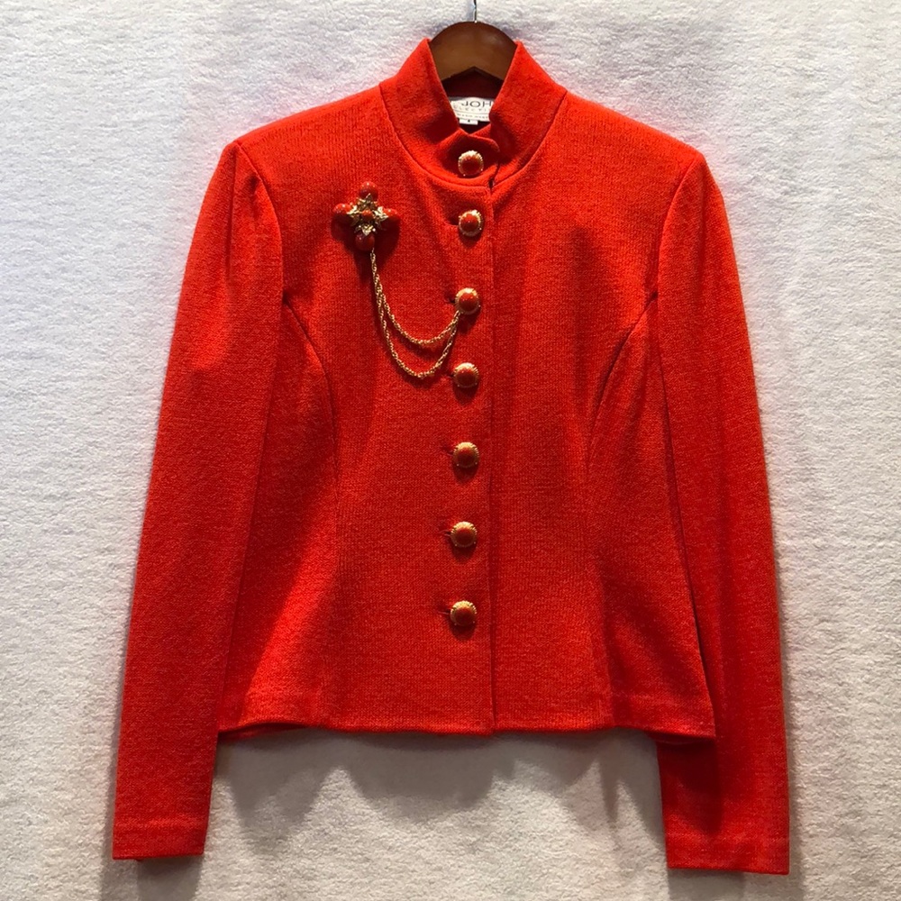 Exquisite Orange St John 2 piece skirt suit